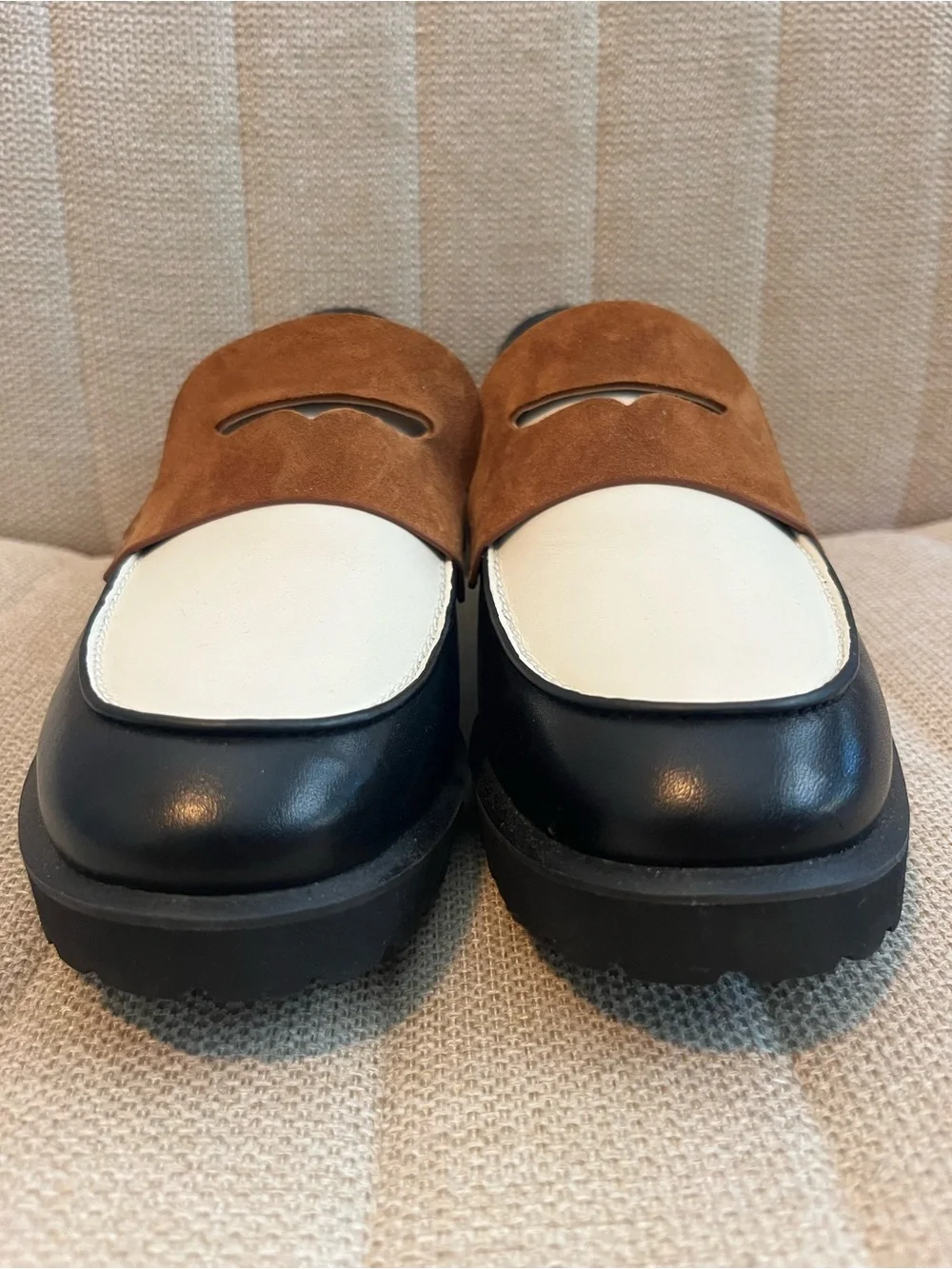 Cole haan NEW W/O box Gwendolyn suede leather colorblock penny loafers sz 7.5